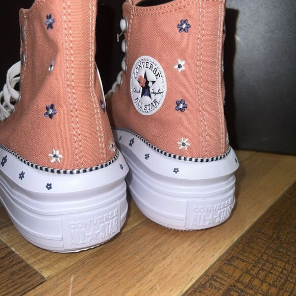 New Converse Women's Chuck Taylor All Star Move Platform Daisies Peach Sneakers - Picture 5 of 7